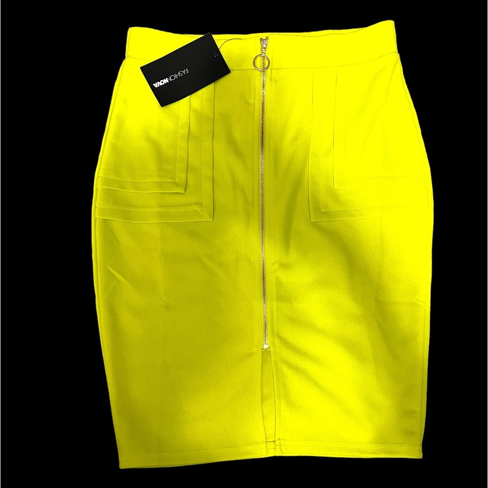 Neon yellow pencil skirt